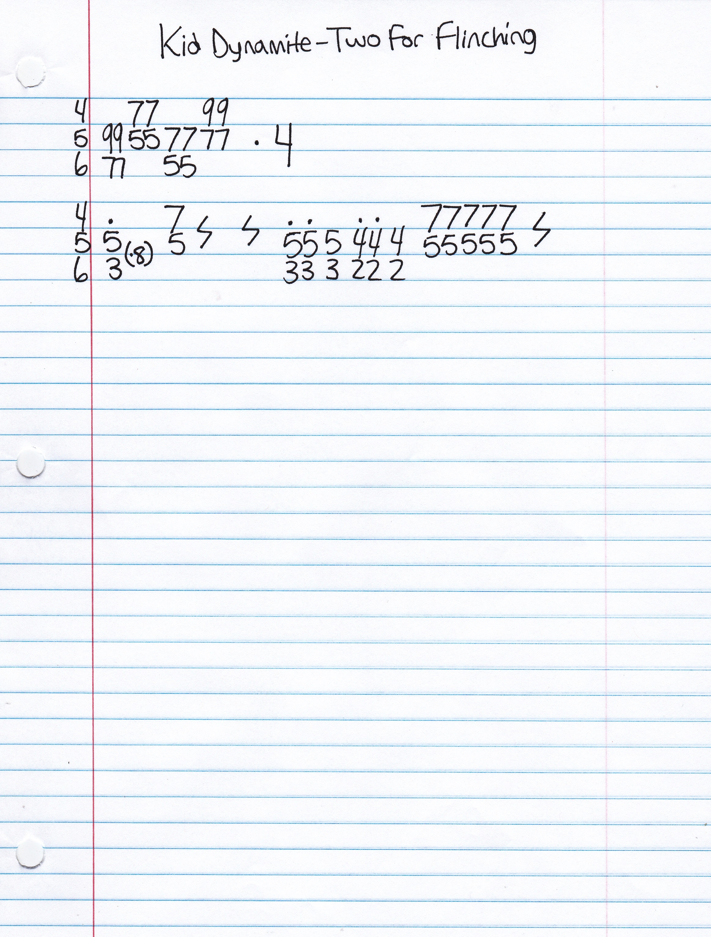 High quality guitar tab for Two For Flinching by Kid Dynamite off of the album Cheap Shots, Youth Anthems. ***Complete and accurate guitar tab!***